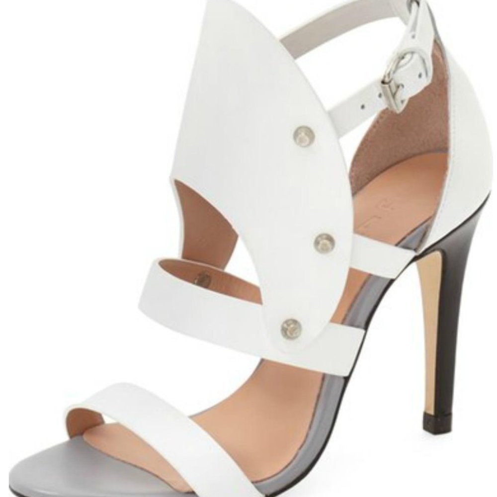 L.A.M.B. Gareth Sandal White/Gray Womens Size 8